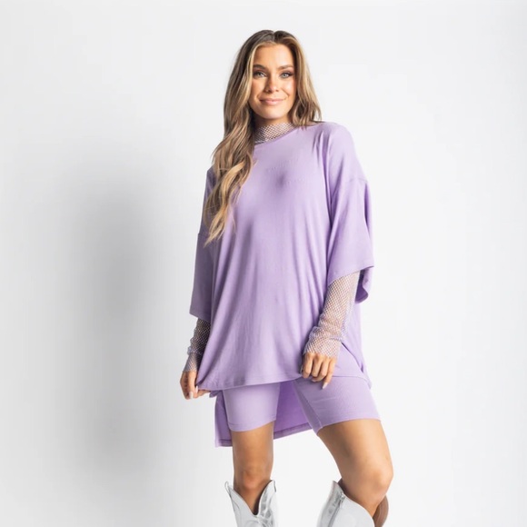 WKND Chasers Ribbed Biker Lavender Top - Picture 2 of 3